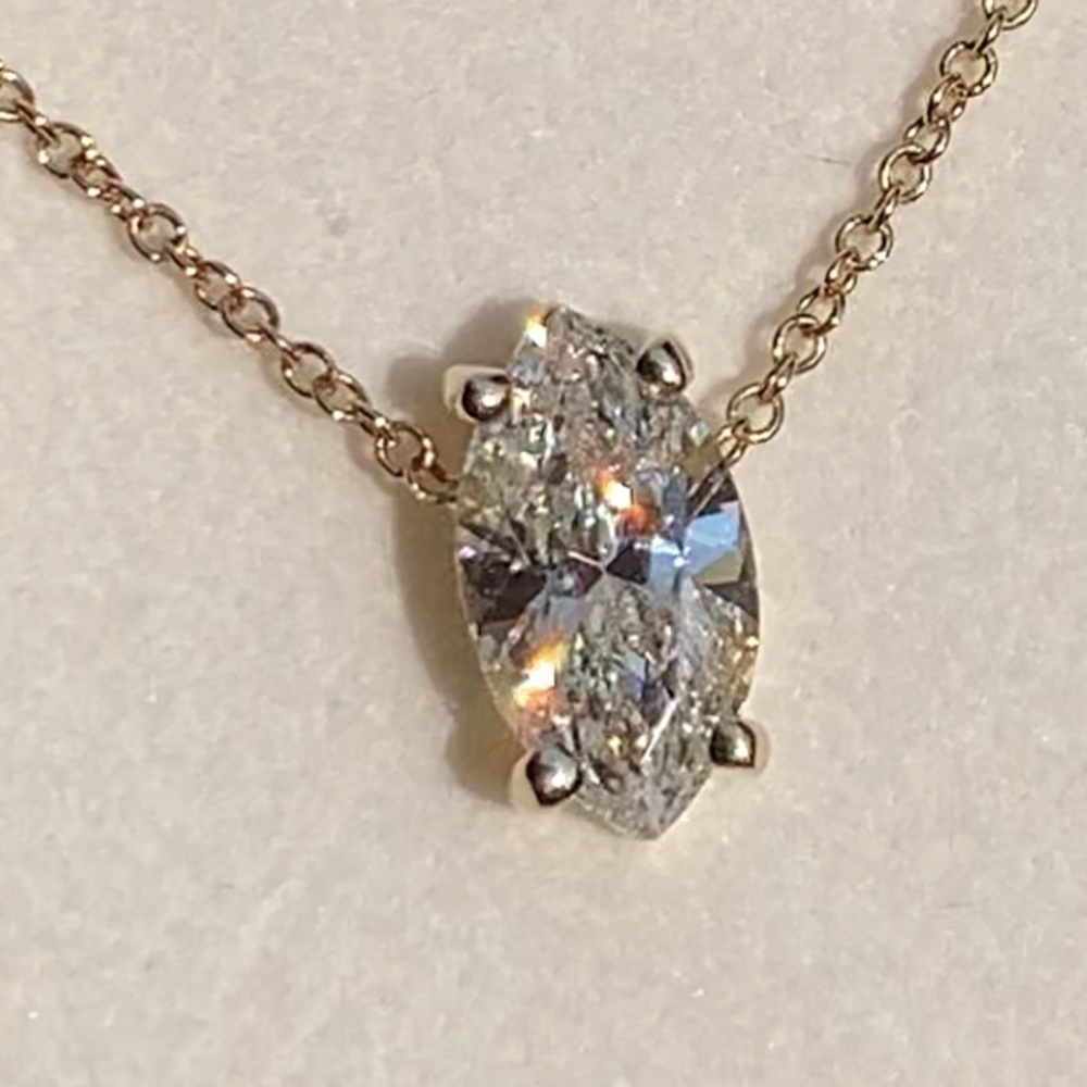 14k Marquise Solitaire Necklace